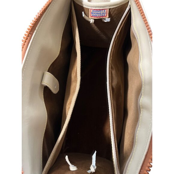 Dooney Bourke Cabrio Leather Perforated Leather Shoulder Bag Polka Dot Tan Beige - Picture 5 of 9